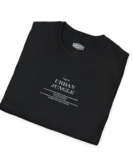Folded black sweatshirt with 'Urban Jungle' text on a white background