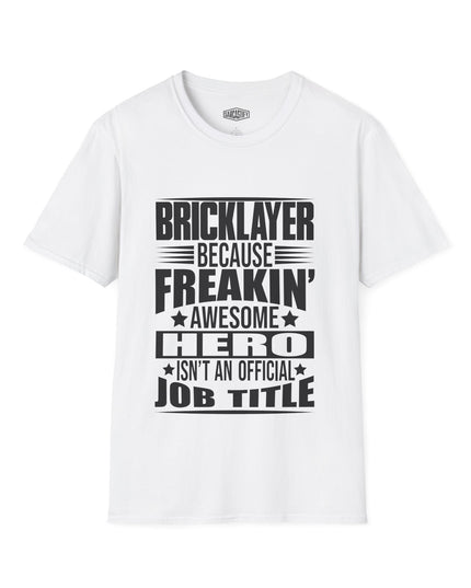White t-shirt with black text on a white background
