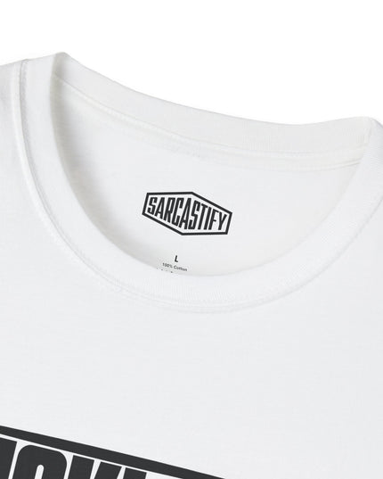 White t-shirt with 'Sarcastify' logo on a white background