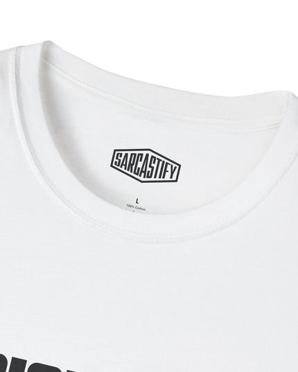 White t-shirt with 'Sarcastify' logo on a white background