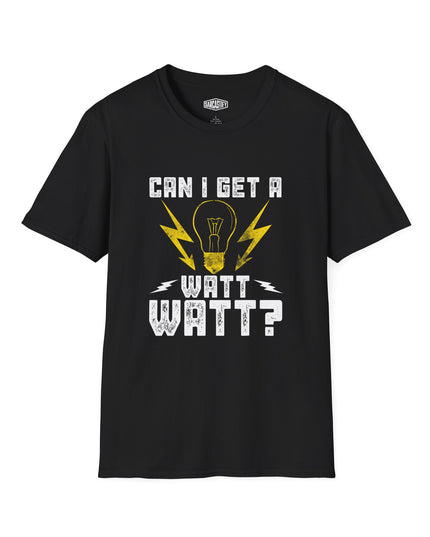 Black t-shirt with graphic design and text on a white background