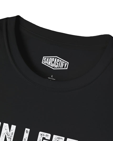 Black t-shirt with 'Sarcastify' logo on a white background