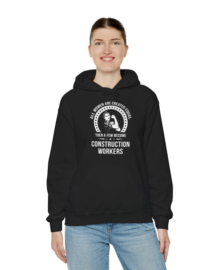 Person wearing a black hoodie with text and graphic design on a white background