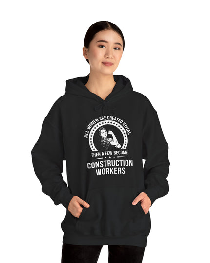 Person wearing a black hoodie with text and graphic design on a white background