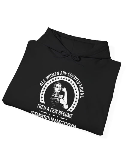 Black hoodie with graphic design and text on a white background
