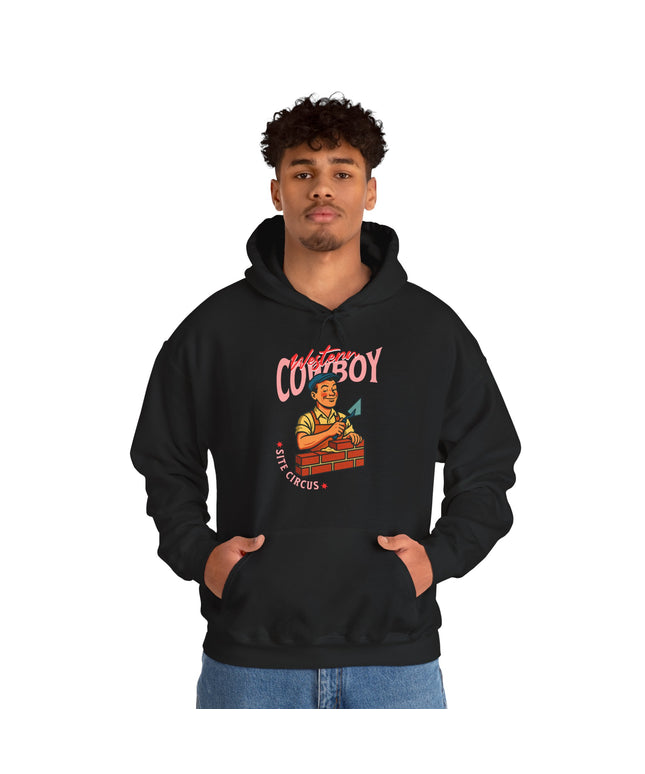Black hoodie with western cowbow bricklayer image