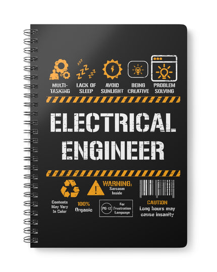 Notebook with 'Electrical Engineer' design on a black background