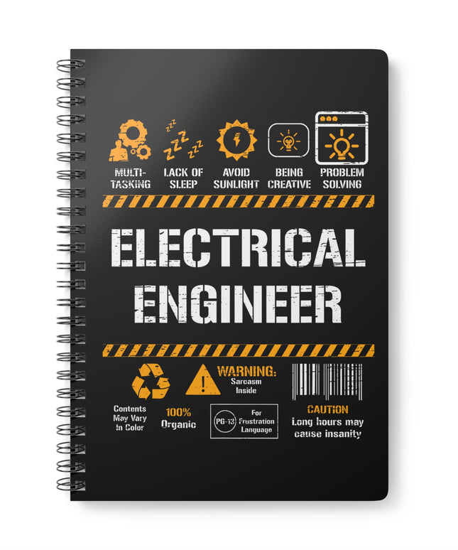 Notebook with 'Electrical Engineer' design on a black background