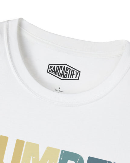 Sarcastify black logo on a white t-shirt