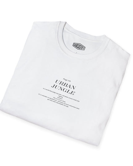 White Sarcastify t-shirt with Urban Jungle text on a white background