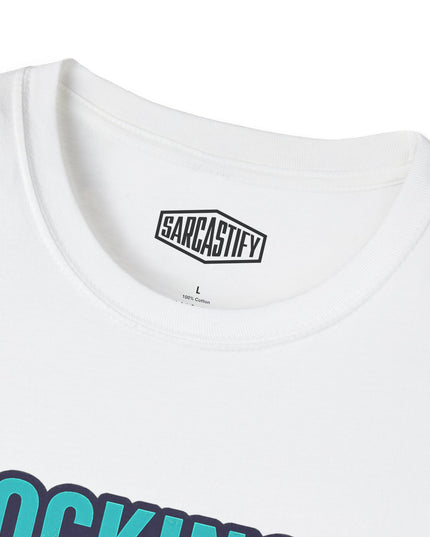 White t-shirt with 'Sarcastify' logo and text on a white background